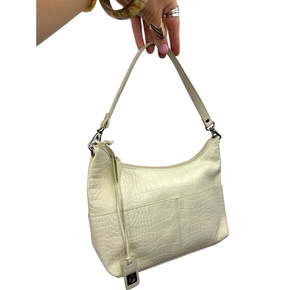 Y2K LAUREN RALPH LAUREN white crocodile leather small shoulder bag - Picture 6 of 7